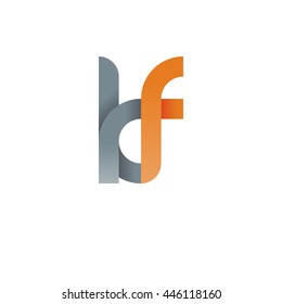 initial letter kf modern linked circle round lowercase logo orange gray