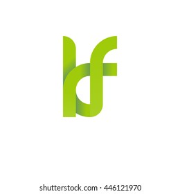 initial letter kf modern linked circle round lowercase logo green