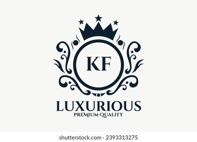 Initial  Letter KF Royal Luxury Logo template in vector art for luxurious branding  vector illustration.