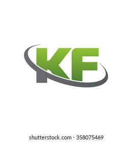 initial letter KF swoosh ring company logo green gray