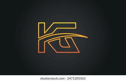 Initial Letter KG Logo Design With Swoosh. Creative And Modern KG Logo Design on Black Background.