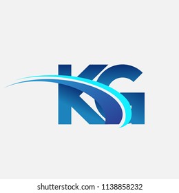 initial letter KG logotype company name colored blue and swoosh design. vector logo for business and company identity.
