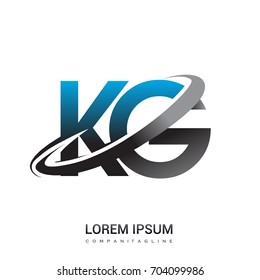 initial letter KG logotype company name colored blue and grey swoosh design. logo design for business and company identity.
