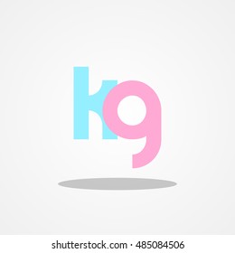 Initial letter KG lowercase logo design template blue turquoise pink baby