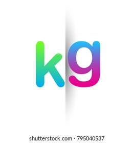 Initial Letter KG Lowercase Logo green, pink and Blue, Modern and Simple Logo Design.