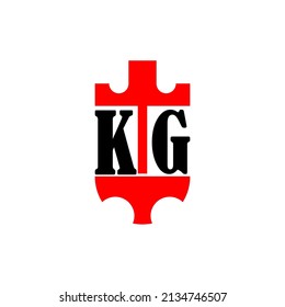 Initial letter KG red crown shield simple logo. Minimal and unique.