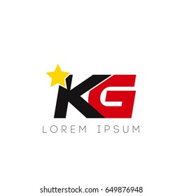 Initial Letter Kg Yellow Star Logo Red Black