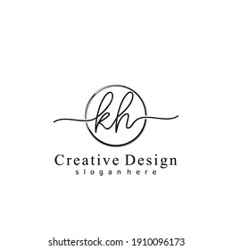 Letra inicial logotipo manuscrito de caligrafía de KH. Alfabeto escrito a mano en la plantilla de logotipo. Letras y alfabeto para el diseño de su logotipo.