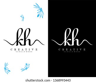 initial letter kh, hk handwriting logo template design vector