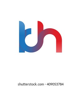 initial letter kh linked round lowercase logo blue red