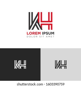 Initial Letter KH linked uppercase overlap modern logo design template. Suitable for business, consulting group company