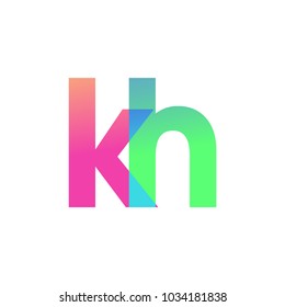 Initial Letter KH Lowercase Logo green, pink and Blue, Modern and Simple Logo Design.