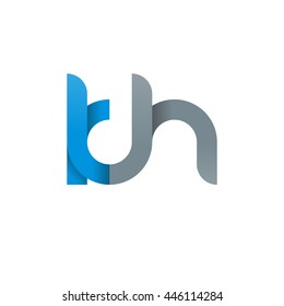 initial letter kh modern linked circle round lowercase logo blue gray