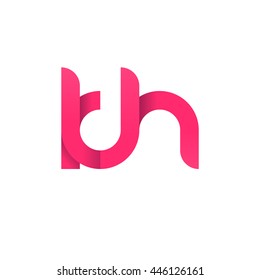 initial letter kh modern linked circle round lowercase logo pink