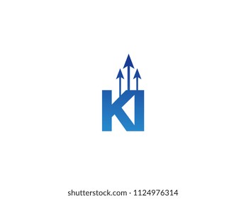 Initial Letter KI Arrow Chart Finance Business