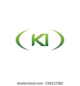 initial letter KI brackets uppercase logo green vector element template design