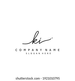 Letra inicial logotipo manuscrito de caligrafía de KI. Alfabeto escrito a mano en la plantilla de logotipo. Letras y alfabeto para el diseño de su logotipo.
