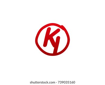 The initial letter KI handwritten logo