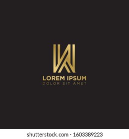 Initial Letter KI linked uppercase overlap modern gold logo vector design template. Suitable for business, consulting group company.