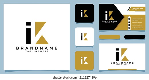 Initial letter ki logo design template, simple monogram symbol with business card design template
