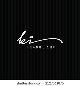 Initial Letter KI Logo - Handwritten Signature Style Logo