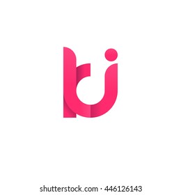 initial letter ki modern linked circle round lowercase logo pink