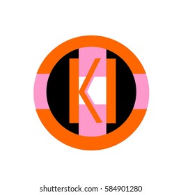 initial letter KI orange color logo vector