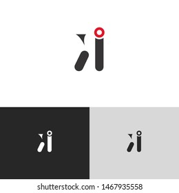 Initial Letter ki uppercase modern logo design template elements. red letter Isolated on black white grey background. Suitable for business, consulting group company.