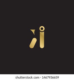 Initial letter ki uppercase modern logo design template elements. Gold letter Isolated on black  background. Suitable for business, consulting group company.