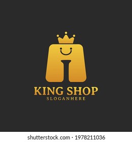 Initial letter I King Shop Logo Design Template. Illustration vector graphic. Design concept shop bag and crown With letter symbol. Perfect for E-commerce, sale, discount or store web element.