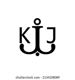 Initial letter KJ anchor simple logo.