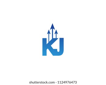 Initial Letter KJ Arrow Chart Finance Business