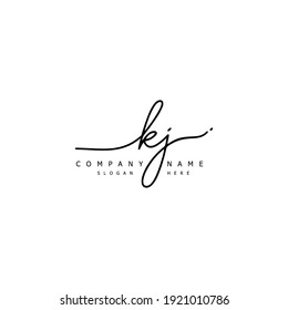Initial letter KJ calligraphy handwritten logo. Handwritten alphabet in the logo template. Letters and Alphabet for your logo design.