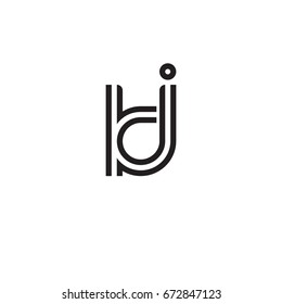 Initial letter kj, linked outline rounded lowercase, monogram black