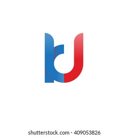 initial letter kj linked round lowercase logo blue red