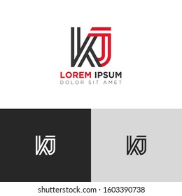 Initial Letter KJ linked uppercase overlap modern logo design template. Suitable for business, consulting group company