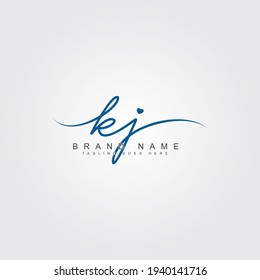 Logo de la carta inicial de KJ - Registro de firmas dibujadas a mano