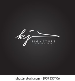 Logo de la carta inicial de KJ - Logo de la firma manuscrita