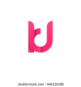 initial letter kj modern linked circle round lowercase logo pink