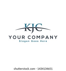 Initial letter KJC, overlapping movement swoosh horizon logo company design inspiration in blue and gray color vector