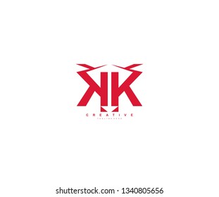 Initial Letter KK Abstract Modern Futuristic Sharp Stylish Red Color Logo