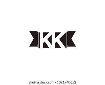 Initial letter kk black ribbon logo design