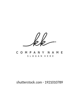 Initial letter KK calligraphy handwritten logo. Handwritten alphabet in the logo template. Letters and Alphabet for your logo design.