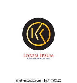 The initial letter KK in a circle vector logo design for business company.