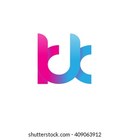 initial letter kk linked round lowercase logo pink blue