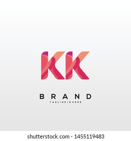 Initial letter KK logo with colorful background, letter combination logo design for creative industry, web, business and company. - Vector