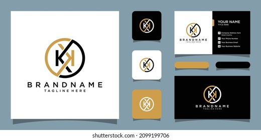 Vector de plantilla de diseño de logotipo KK de carta inicial con plantilla de diseño de tarjeta de visita