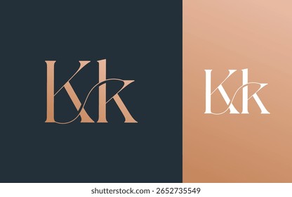 Ilustración vectorial inicial del diseño del logotipo de la letra KK para la pareja, la boda, y el negocio