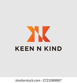 Letra inicial kk diseño de logotipo con ilustración de Plantilla de concepto de espacio oculto