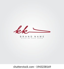 Initial Letter KK Logo - Handwritten Signature Logo
